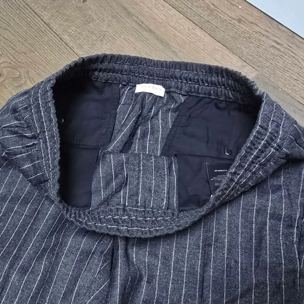 Sandro Wool Pinstripe Straight Leg Pants in Anthracite